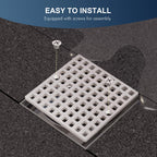 3-7/8" Brushed Nickel Square Shower Drain Cover for Floor Drain