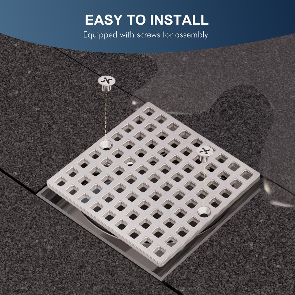 3-7/8" Brushed Nickel Square Shower Drain Cover for Floor Drain