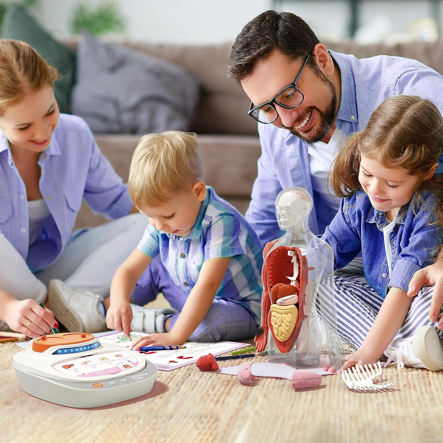 Human Body Model for Kids, Interactive Anatomy Learning Toys | 11" Human Anatomy Model, Knowledge/Quiz Mode, 15pcs