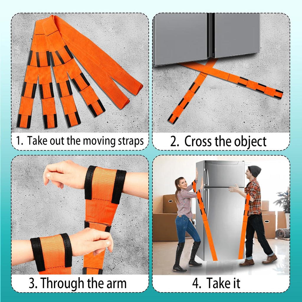 Moving Straps Upgrade Width, 2-Person Lifting and Moving System with Cotton Gloves, Lifting Wrist Straps for Moving