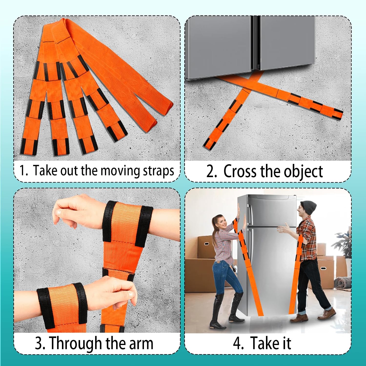 Moving Straps Upgrade Width, 2-Person Lifting and Moving System with Cotton Gloves, Lifting Wrist Straps for Moving