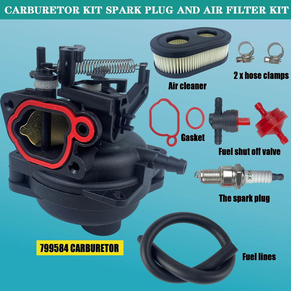 799584 Carburetor Kit Spark Plug & Air Filter Fit for B&S Carb