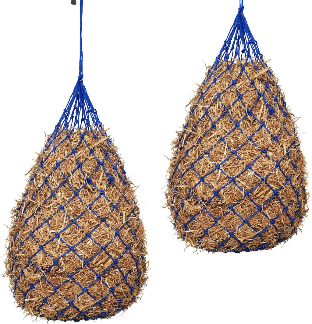 Slow Feed Hay Nets for Horses, 2 Pack, 40 Inch, 2 Inch Holes, Blue