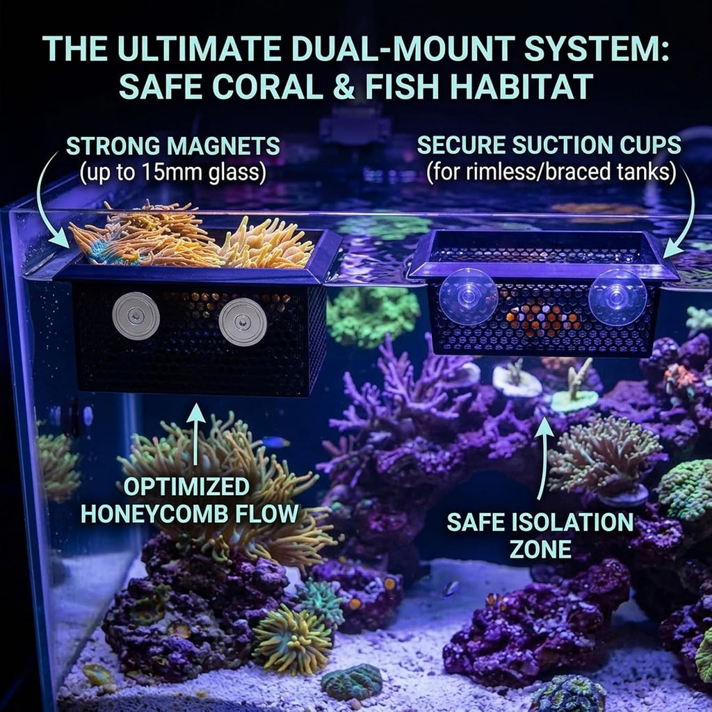 Floating Coral Frag Rack and Fish Isolation Box for Saltwater Reef Tank, 4x6 Inch Saltwater Coral Frag Holder with