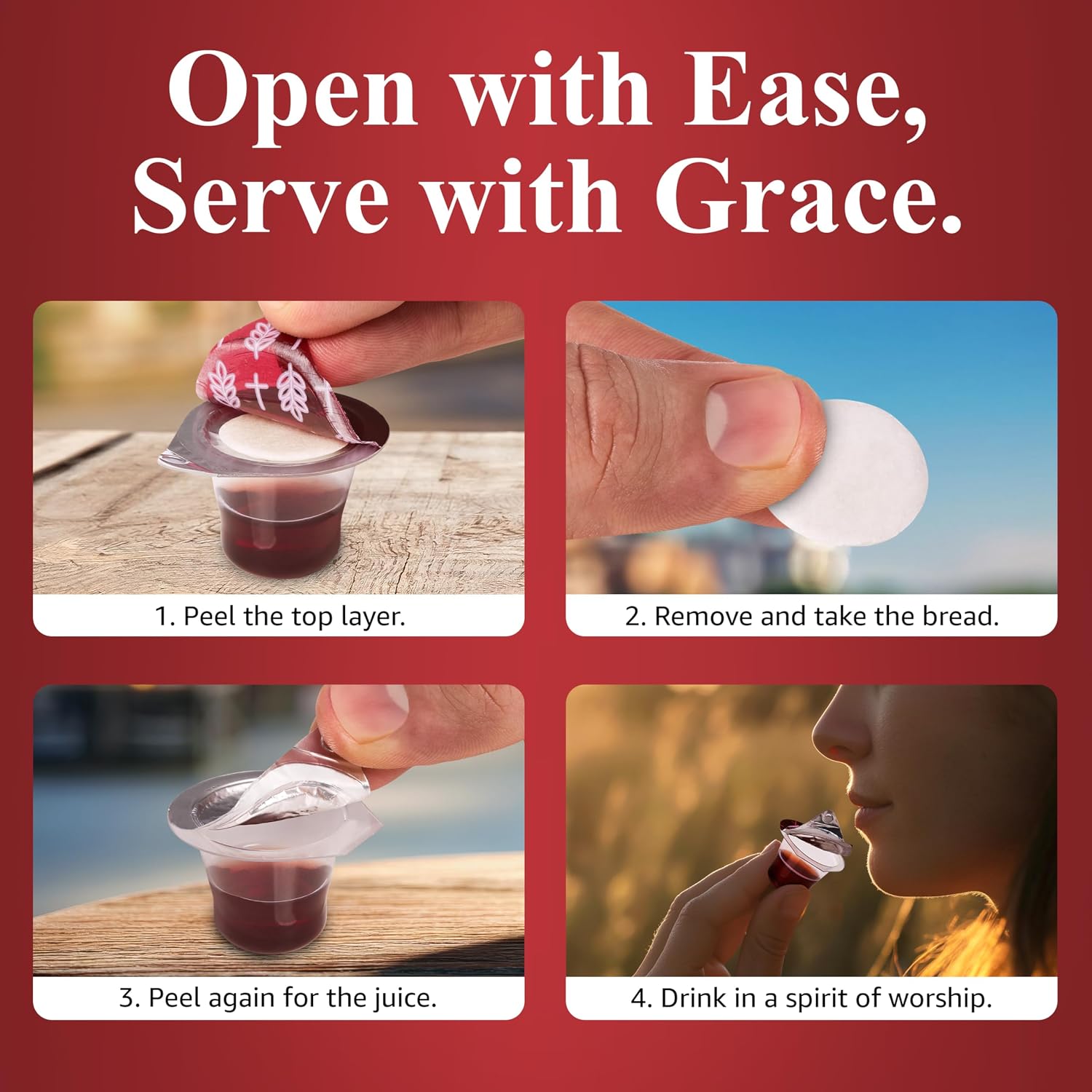 Prefilled Communion Cup and Wafer Set - Box of 100 Bread and Grape Juice