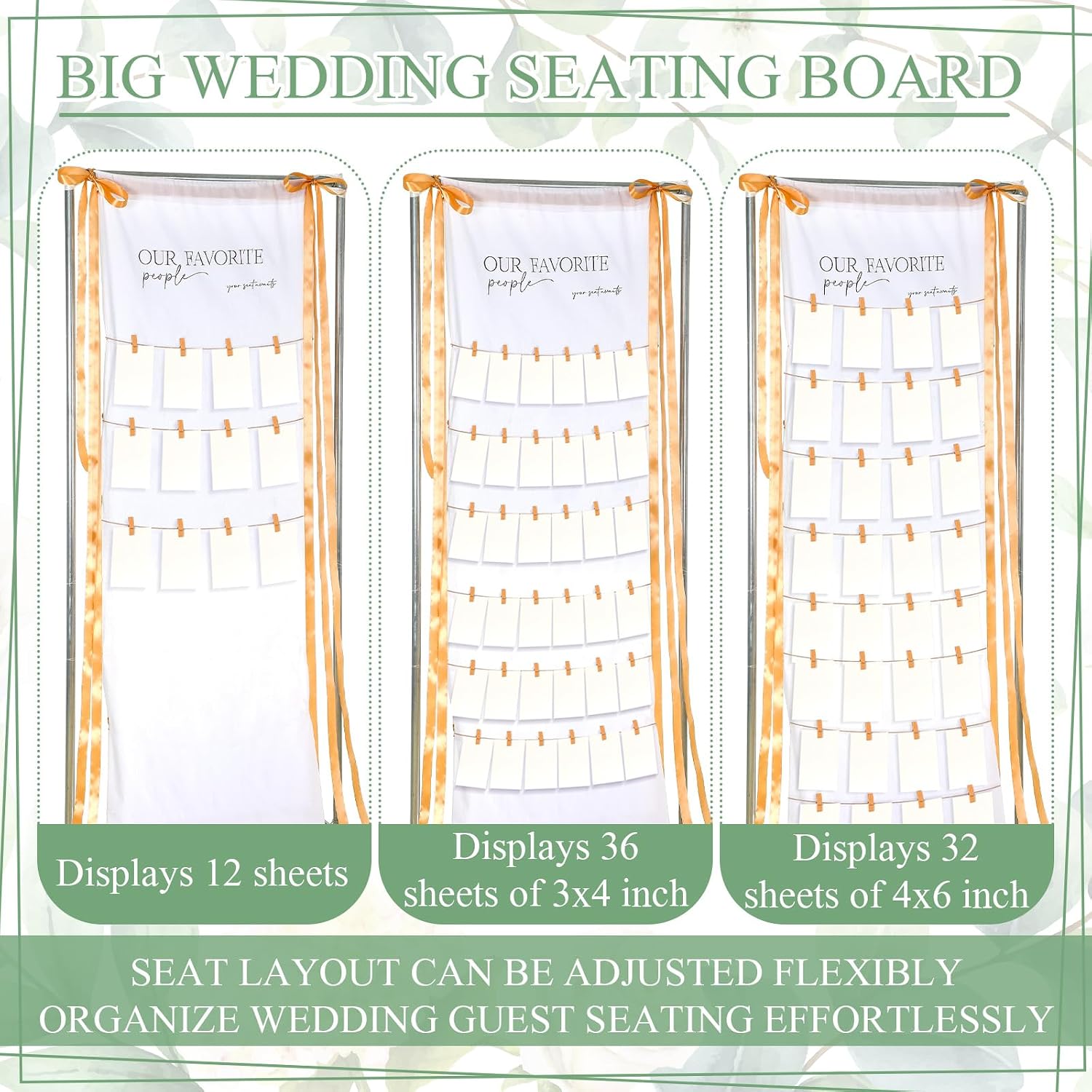 Wedding Seating Chart 76"x24" Linen Fabric Reception Sign