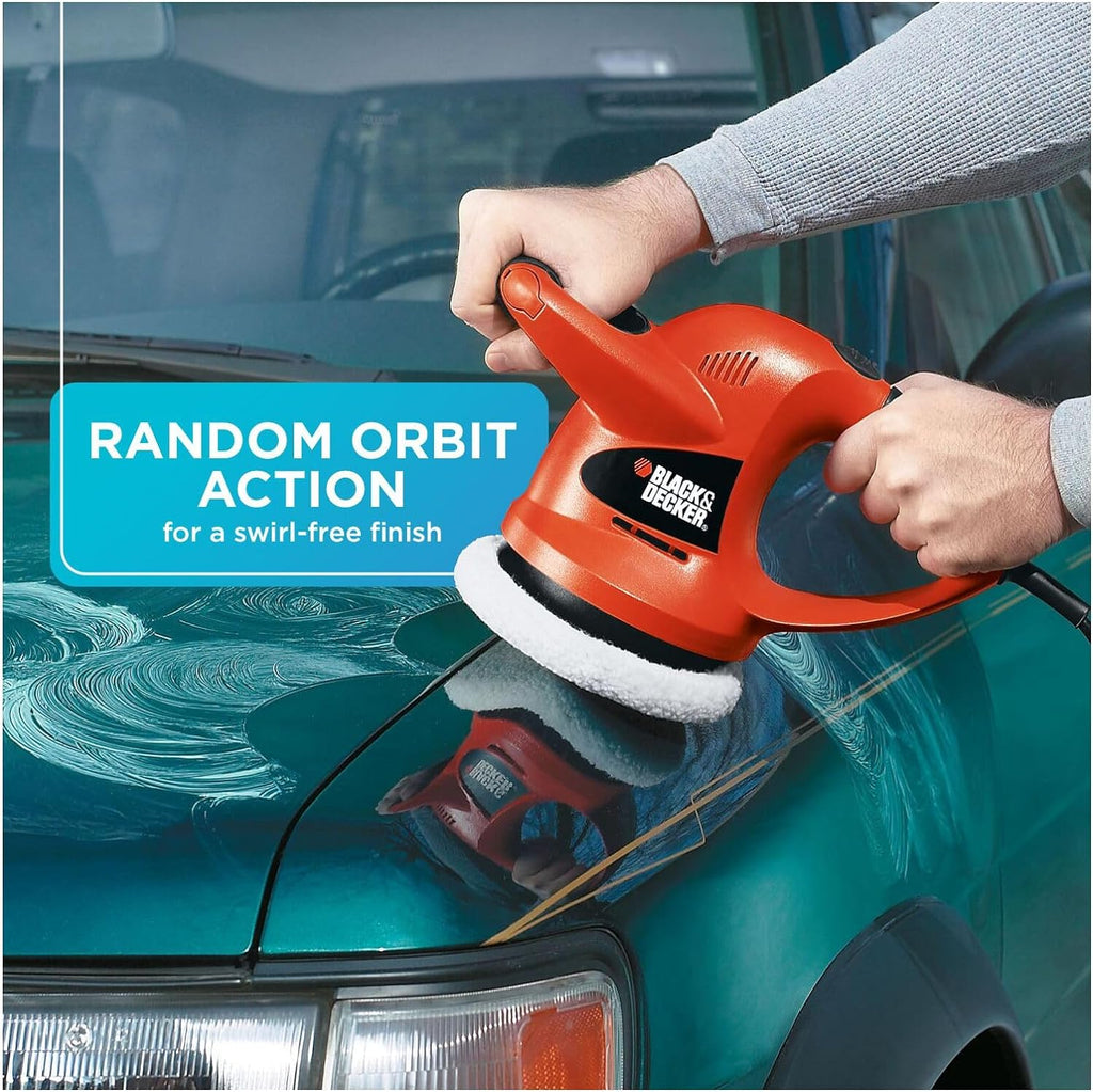 BLACK+DECKER 6" Buffer Polisher, Orbital Car Polisher with Wool and Foam Bonnets (WP900)