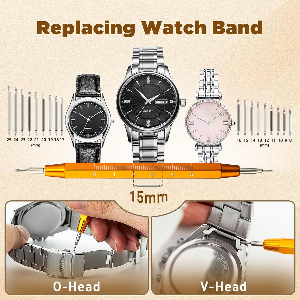 【Combination Version】Eventronic Watch Repair Tool Kit + Watch Press Tool 154PCS, Professional Watch Link Removal Kit