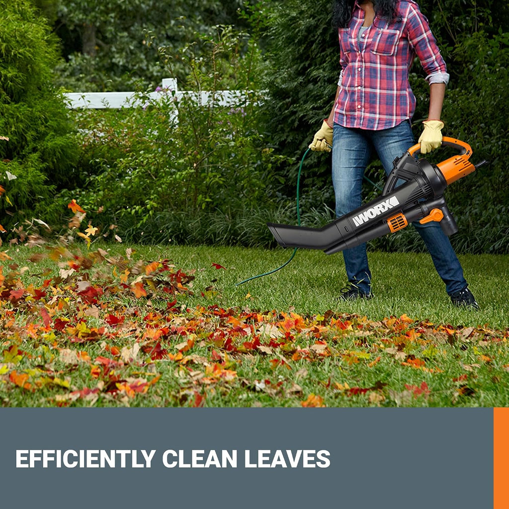 Trivac 3-in-1 Electric Leaf Blower/Leaf Vacuum/Leaf Mulcher, WG509 | 350CFM & 210MPH Airflow, 18:1 Mulch Ratio for