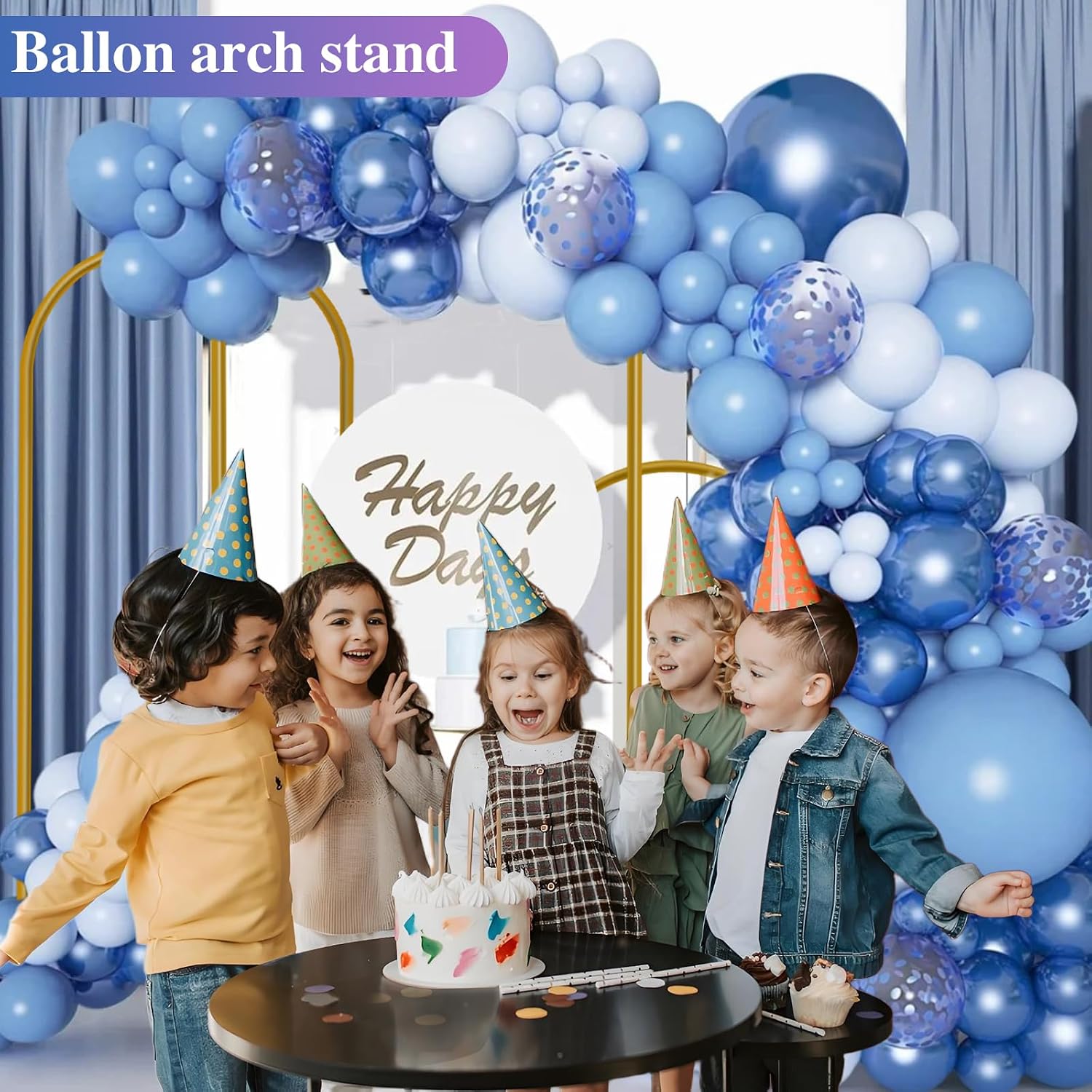 Metal Arch Backdrop Stand, Gold, Set of 3, 6FT, 5FT, 4FT