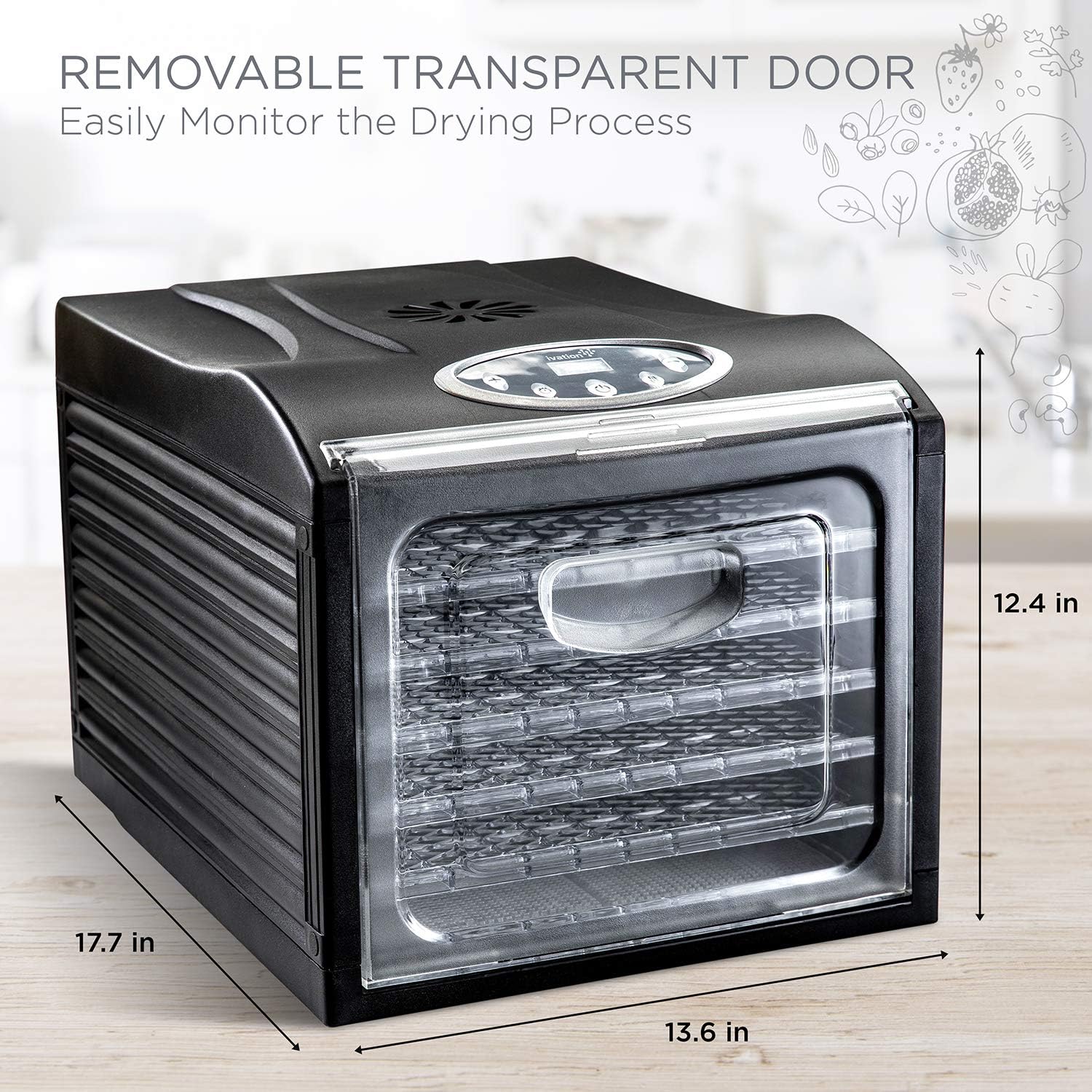 6 Tray Food Dehydrator for Beef Jerky, Digital Timer