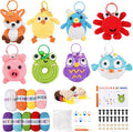 2026 Upgraded 8Pcs Christmas Crochet Kit for Beginners – DIY Animal Set with Step-by-Step Video Guides, Premium Yarn