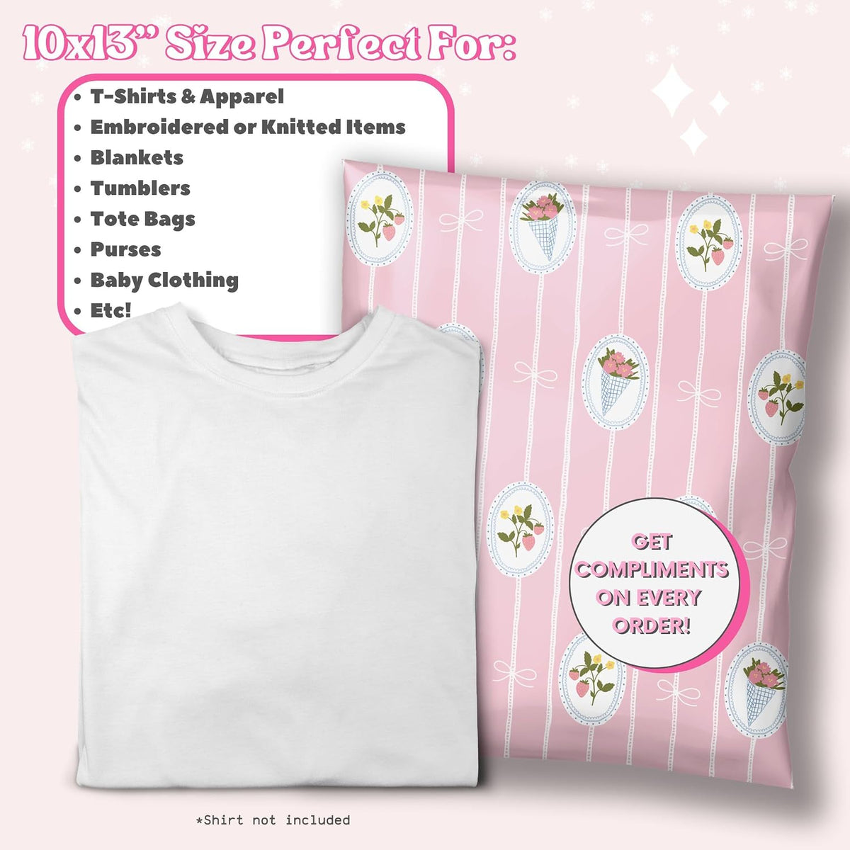 Shipping Bags Cute Pink Small Biz Packaging Poly Mailers