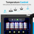 15 Inch Beverage Refrigerator Under Counter,126 Cans,Silver