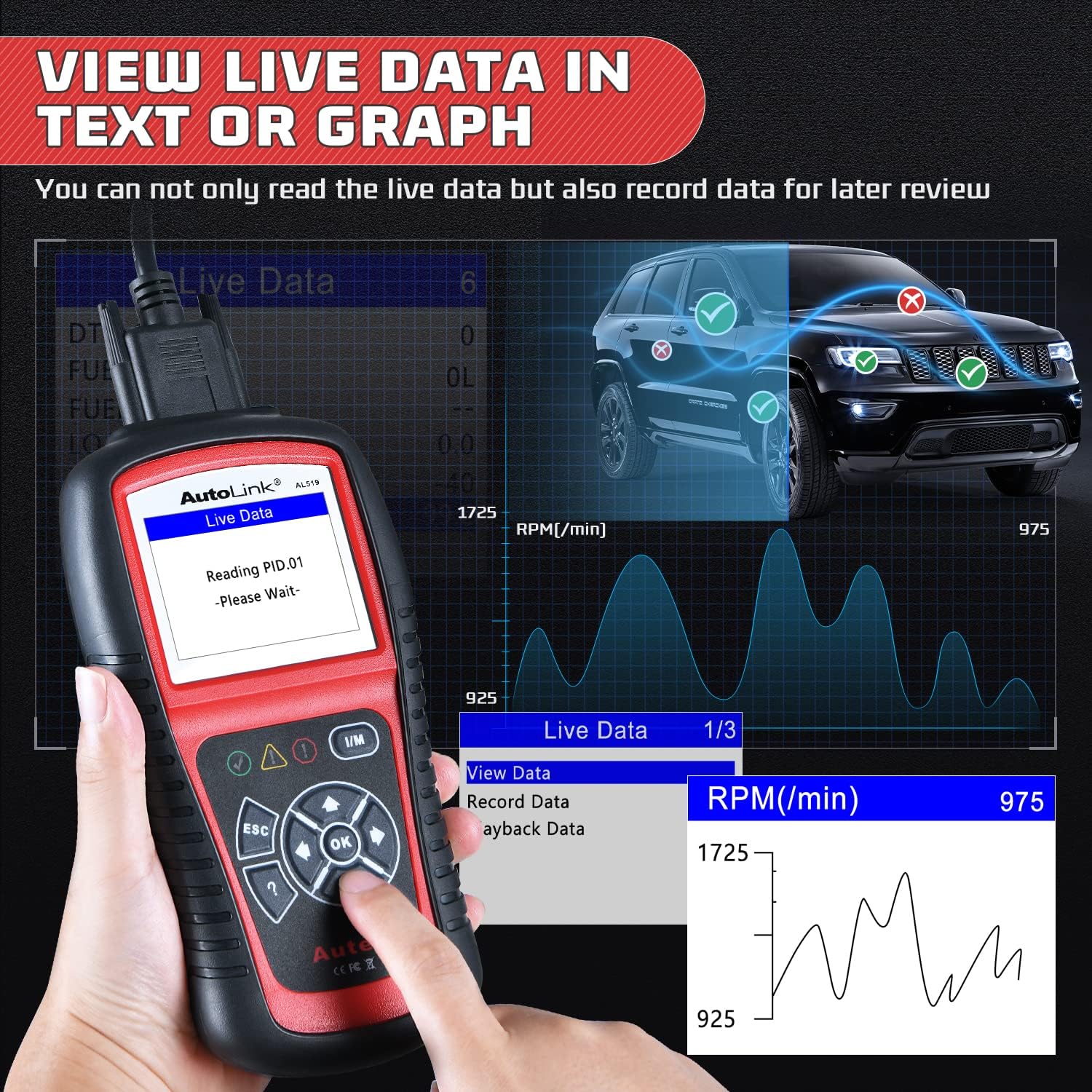 AutoLink AL519 Enhanced Universal OBD2 Scanner Car Diagnostic Tool | Enhanced Mode 6, Check Engine Code Reader, CAN
