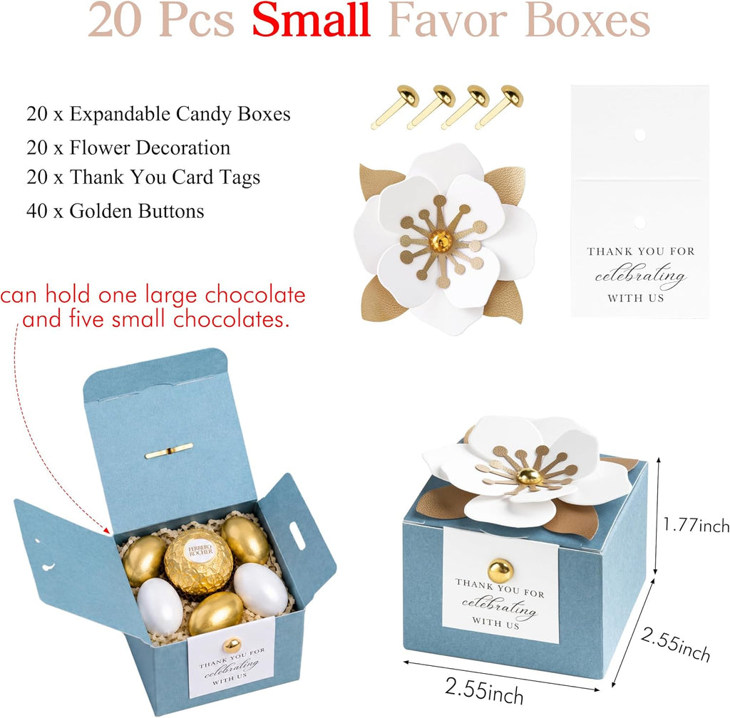 20 PCS Small Favor Boxes, Dusty Blue Candy Boxes 2.55x2.55x1.77