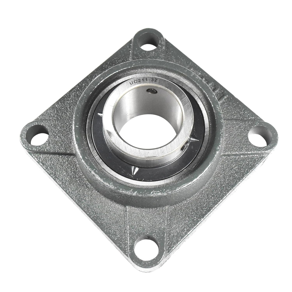HQRP 2-Pack UCF211-32 Pillow Block Bearing 2-inch Bore, 4-Bolt Flange Mounted, Solid Base, Self-Alignment, Square