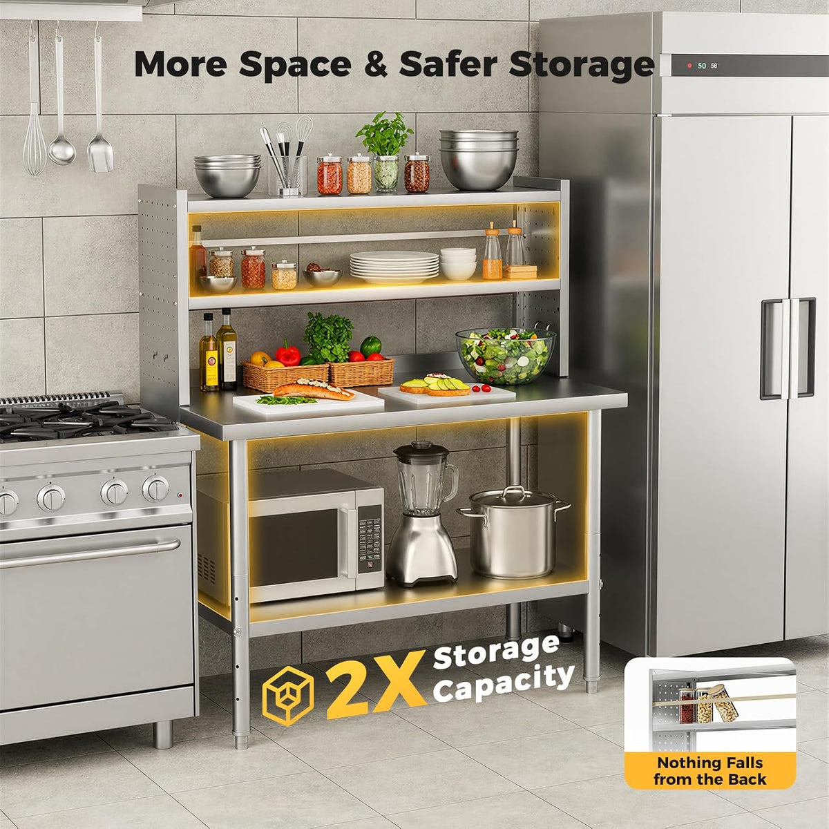 48x24 NSF Stainless Steel Prep Table with Shelf & Casters Work Bench