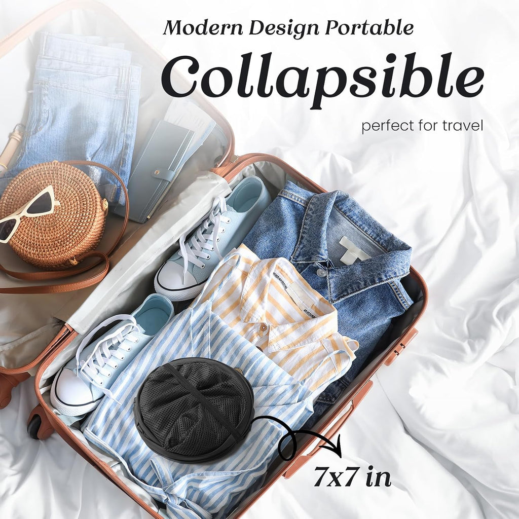 Collapsible Mesh Laundry Basket with Side Pocket & Sturdy Handles | 60L, breathable and quick-drying, pops up