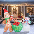 6.2 FT Christmas Inflatable Outdoor Gingerbread Man with Snowman | Built-in Bright LED Light, Christmas Blow