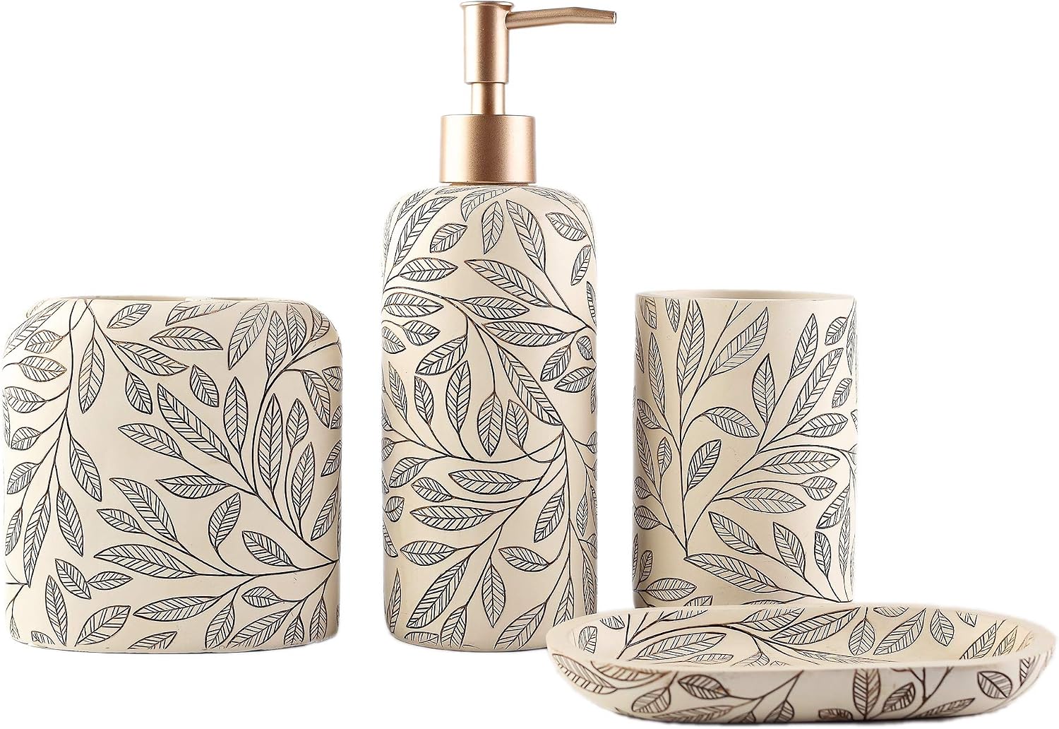 Bathroom Accessories Set,Toothbrush Holder,Farmhouse Bathroom Decor,4 Pcs Resin Gift Set Apartment Necessities