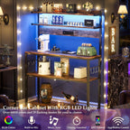 Bakers Rack with Power Outlet & RGB LED, 31.5 In Coffee Bar Table
