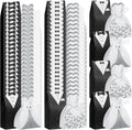100 Pcs Wedding Candy Boxes, Tuxedo & Bride Favor Boxes, Creative Vintage Wedding Treat Bags with Ribbon for Bridal