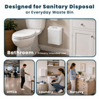 Sanitary Napkin Disposal Receptacle, Wall Mounted Trash Can, White