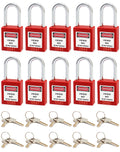 Red Lockout Tagout Safety Padlock, 2 Padlocks with 4 Keys (Red, 10 Pack)