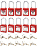 Red Lockout Tagout Safety Padlock, 2 Padlocks with 4 Keys (Red, 10 Pack)
