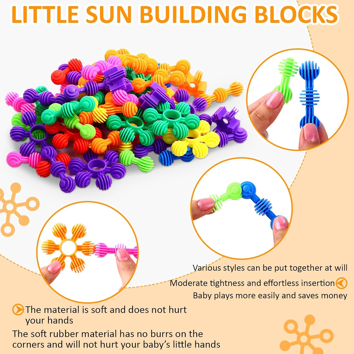 230 Pcs Kids Star Stem Building Toys Building Blocks Plastic Connectors Stem Toys with Storage Box for Kindergarten