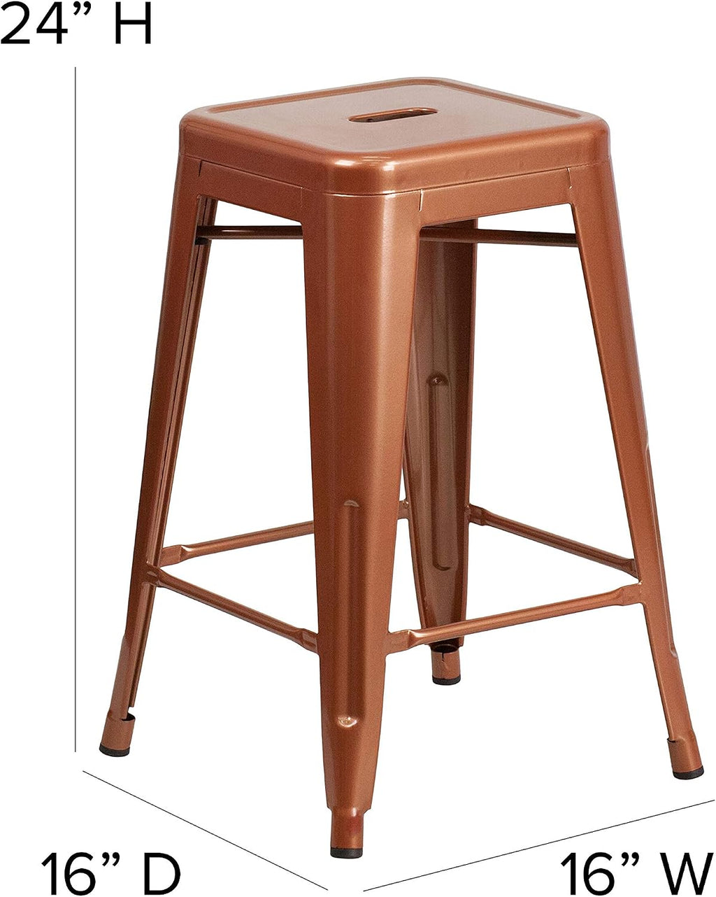 Kai Commercial Grade 24" High Backless Copper Indoor-Outdoor Counter Height Stool