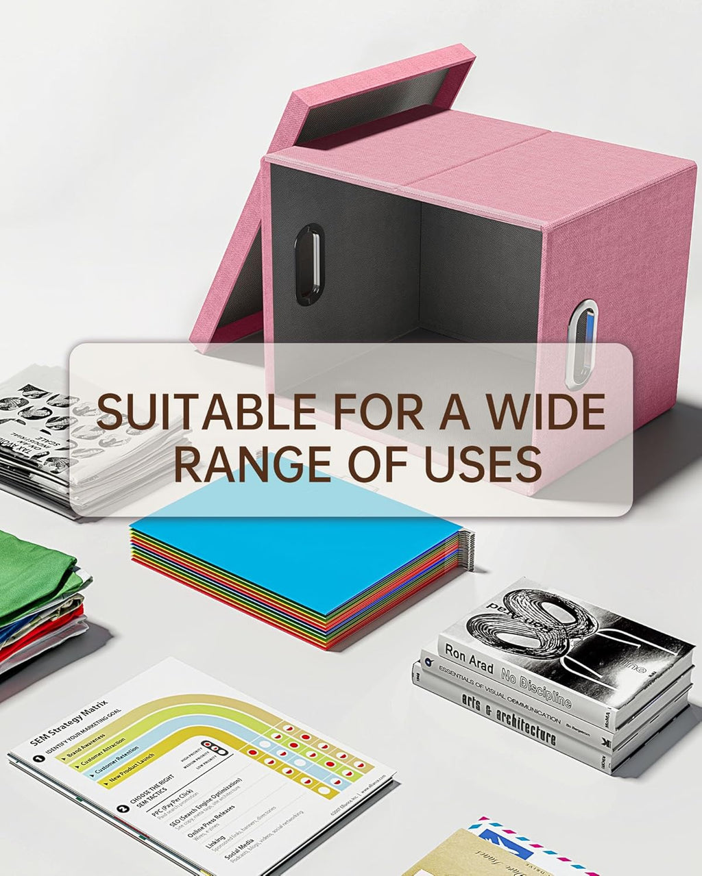 File Organizer, File Box, File Cabinet for Letter File Folder Storage, Portable Storage Bins with Lids for