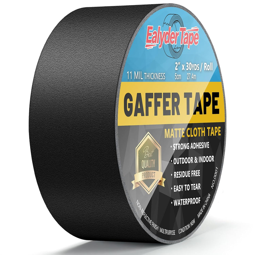 Black Gaffers Tape 2" x 30Yd Heavy Duty Waterproof No Residue