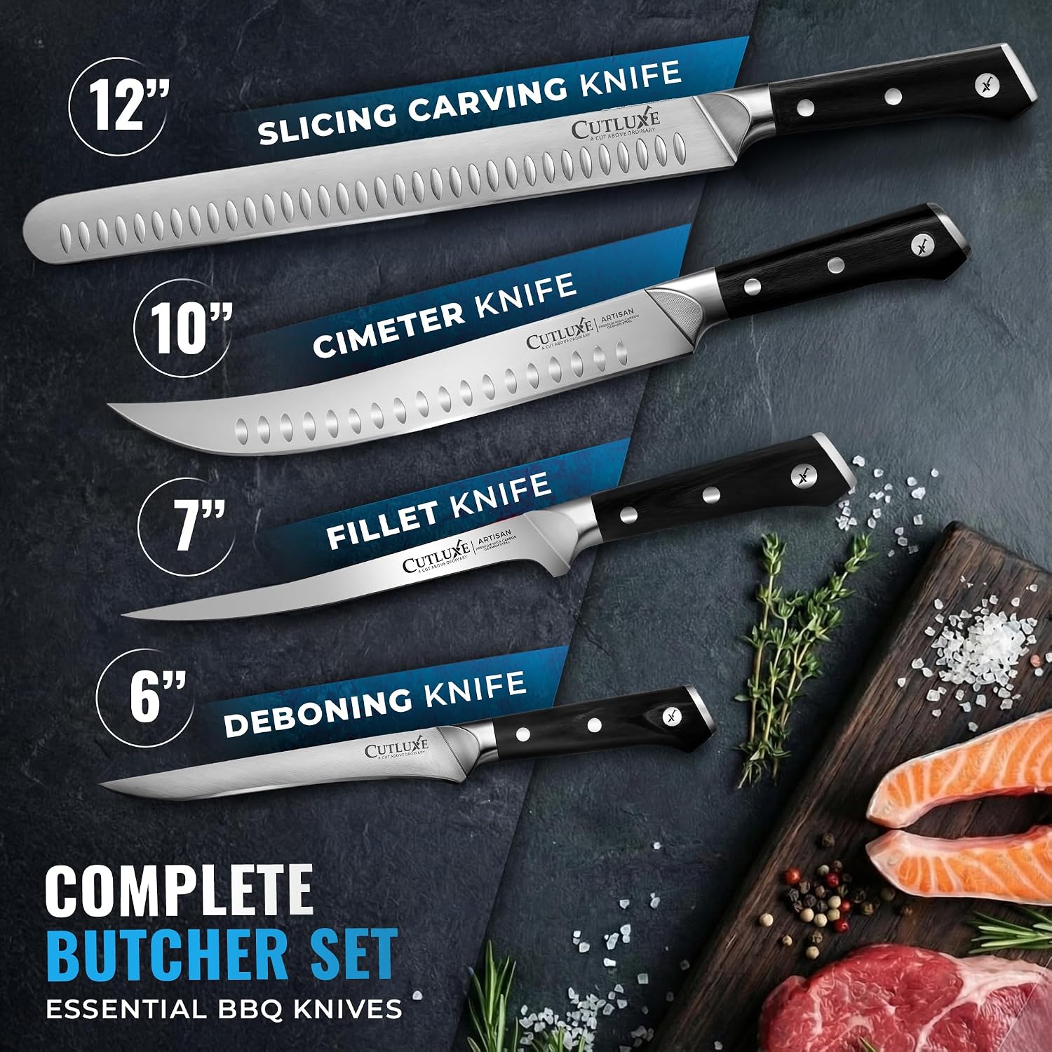 Butcher Knife Set, Brisket, Breaking, Boning & Fillet for Meat