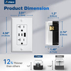 Amico 6.0A USB Outlet 12 Pack, 3-Port, 2 Type C & 1 Type A, 20 Amp, White