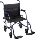 Transport Wheelchair With 19 inch Seat, Folding Transport Chair with Foot Rests, Foldable Lightweight Wheelchair