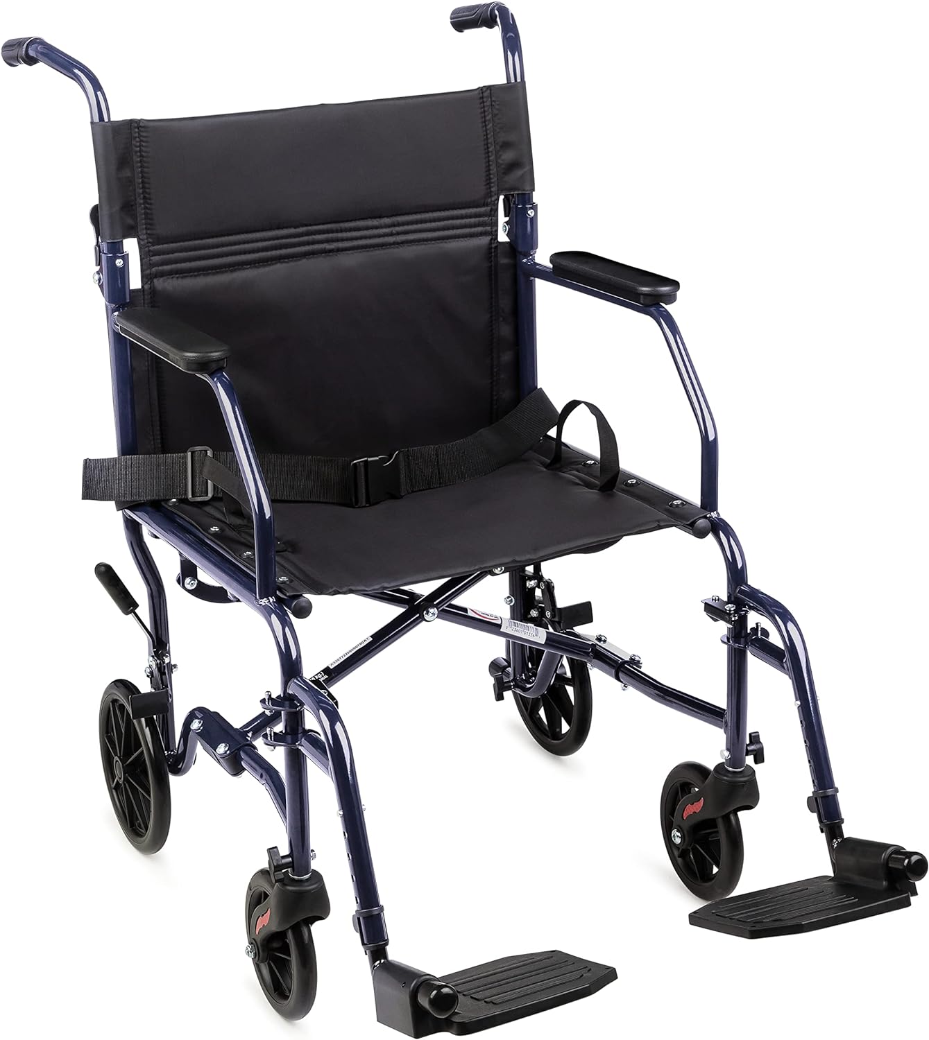 Transport Wheelchair With 19 inch Seat, Folding Transport Chair with Foot Rests, Foldable Lightweight Wheelchair