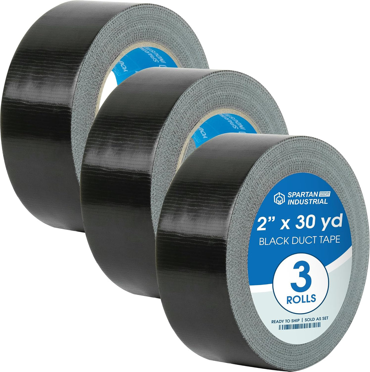 2" X 30 yd Black Duct Tape - 3 Strong Tape Rolls