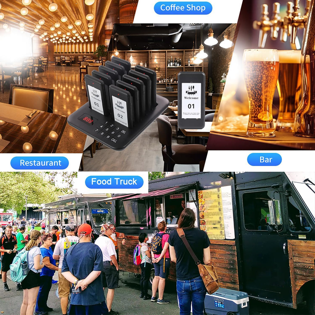 Restaurant Pager System, 10 Buzzers, Pagers for Food Truck