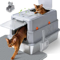 Stainless Steel Litter Box with Lid, High Sided Enclosed Metal Litter Box for Big Cats, Easy Cleaning Anti-Urine
