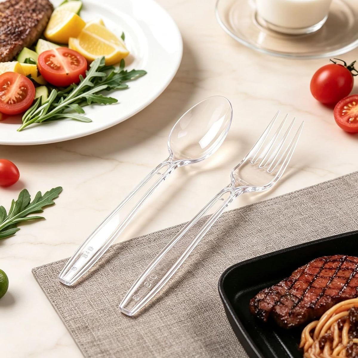 360 Count Extra Heavy Duty Clear Plastic Forks and Spoons