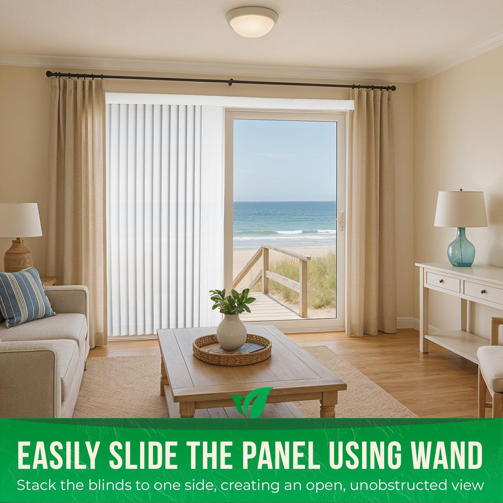 Vertical Blinds, 78" W x 84, White, Light-Filtering, Vinyl