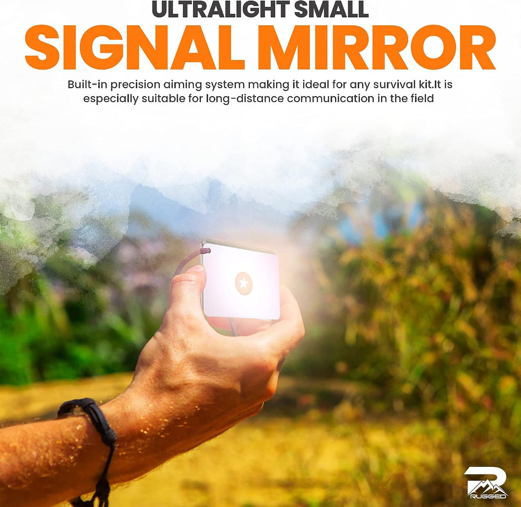 Rainier Rugged 5-in-1 Glow-in-The-Dark Fire Starters Kits with Compass, Signal Mirrors, Whistles -Magnesium Ferro
