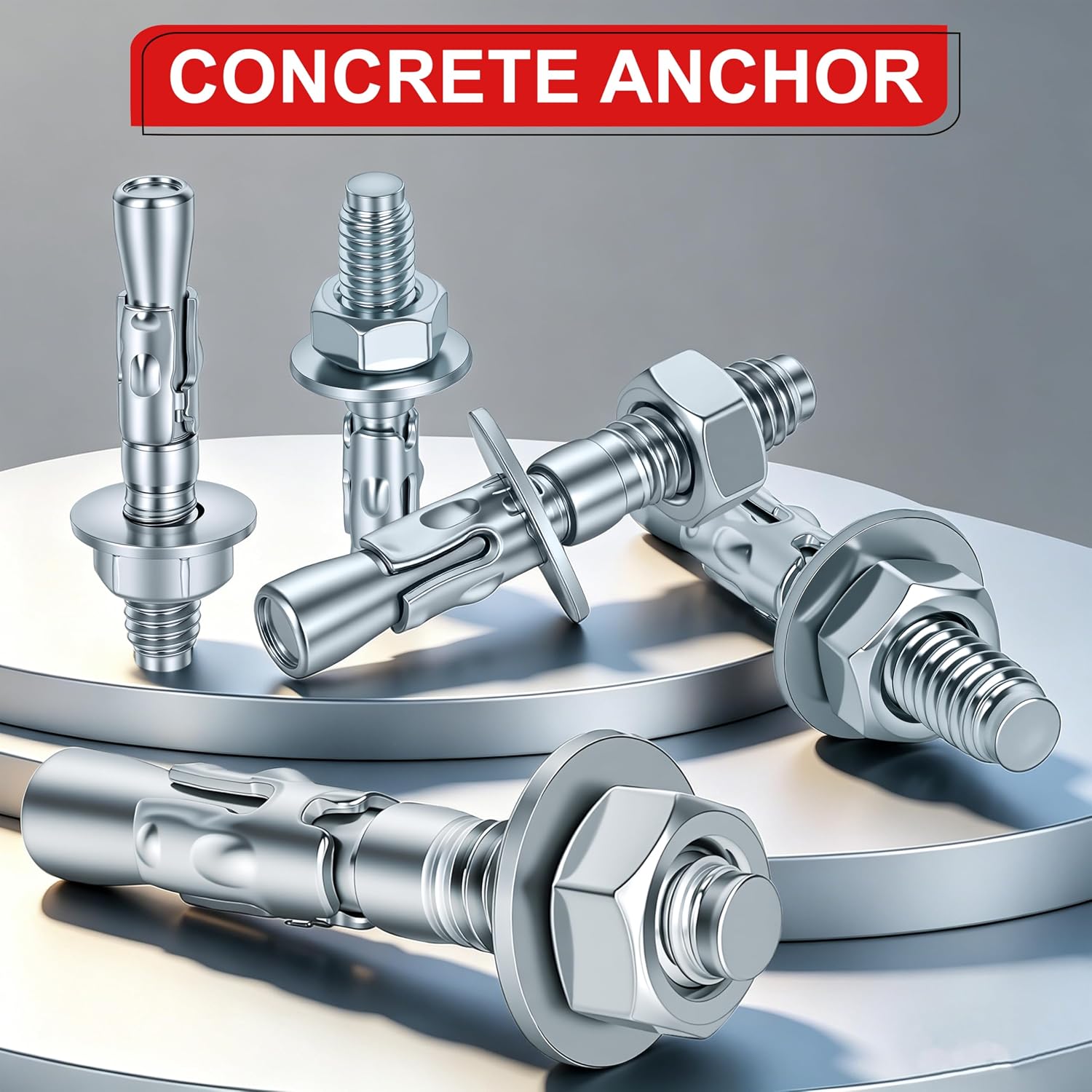 5/16 x 2 in Wedge Anchors 12 pcs Galvanized Concrete Anchors | Concrete Screw and Anchor Kit, Concrete Wall Anchors