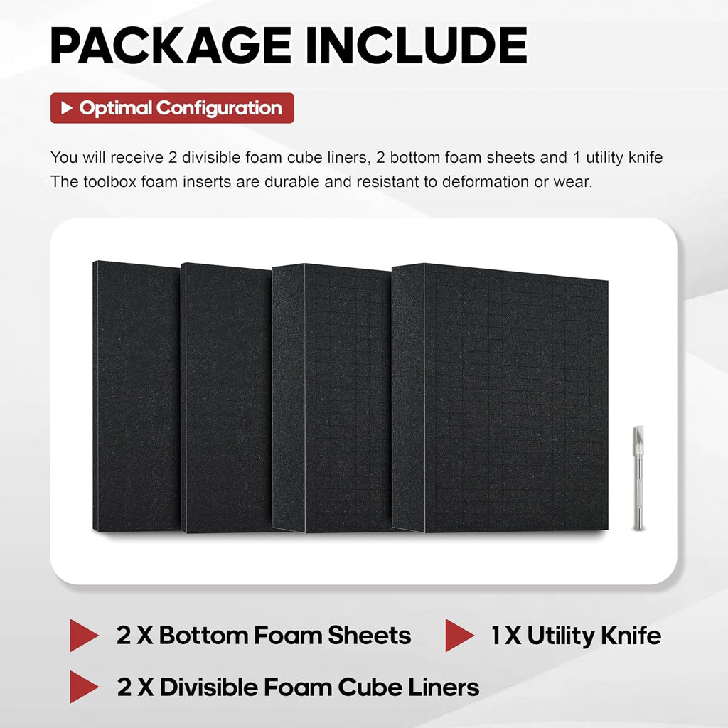 4‑Pack Dual‑Thickness Pick and Pluck Foam Insert, Pre‑Cube Foam