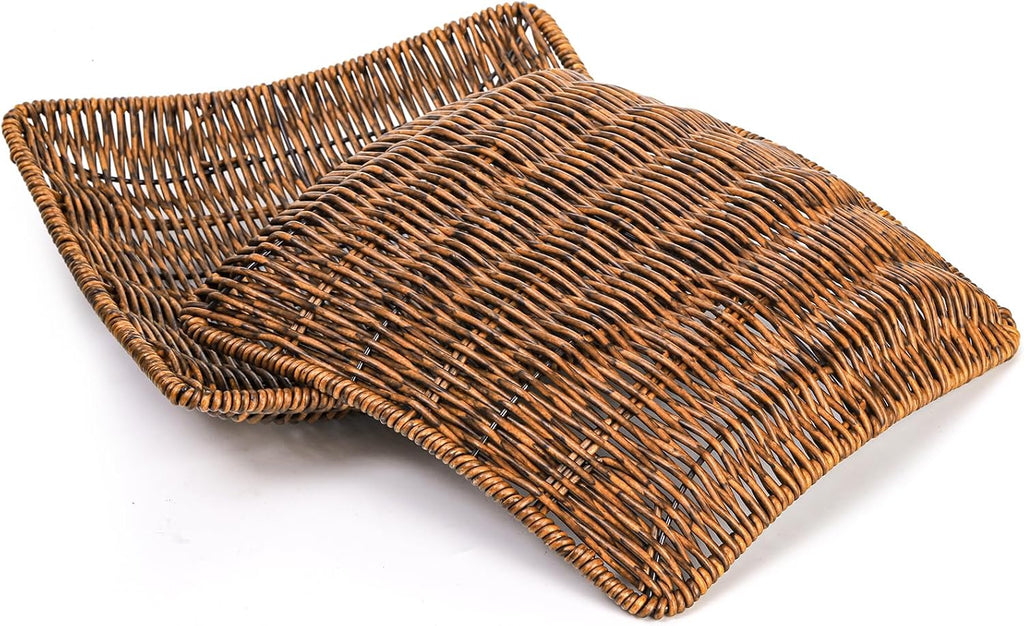 6 Pack Imitation Wicker Bread Baskets, 9 x 9 Inch Square Bread Baskets for Serving Fast Food Baskets Fruit Baskets