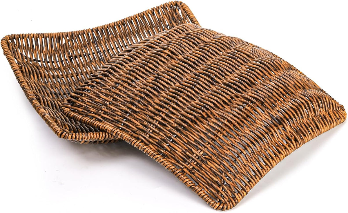 6 Pack Imitation Wicker Bread Baskets, 9 x 9 Inch Square Bread Baskets for Serving Fast Food Baskets Fruit Baskets