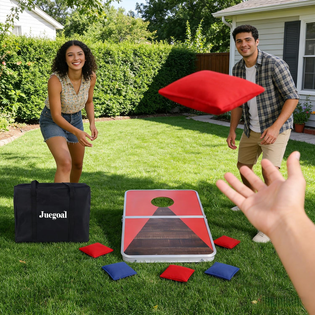 Portable Cornhole Board Set for Kids Teens & Adults, 24x16 Inch Foldable Corn Hole Games with Bean Bags & Carry Bag