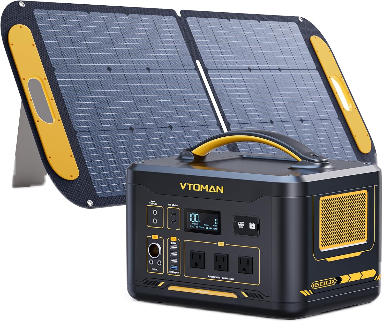 Jump 1500X Portable Power Station with 110W Solar Panel | 828Wh LiFePo4 Solar Generator Kit with 1500W Pure Sine Wave